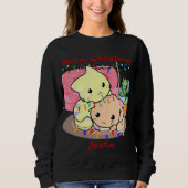 Katten kerstmis op mat, gepersonaliseerde naam trui (Voorkant)