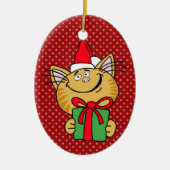 Katten Kerstmis Ovaal Ornament (Voorkant)