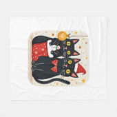 Katten Kerstmis Retro 50s 60s Xmas (1) Fleece Deken (Voorkant (Horizontaal))