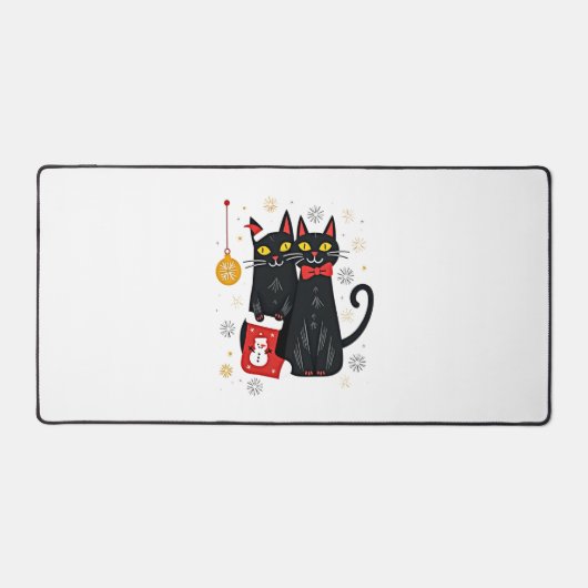 Katten Kerstmis Retro 50s 60s Xmas (2) Bureaumat (Voorkant)