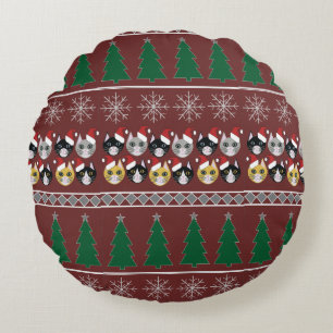 Katten Kerstmis Rond Kussen