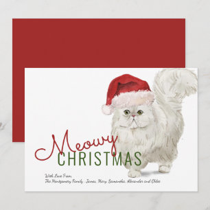 Katten Kerstmis Schattige Witte Perzische Kat Wate Feestdagenkaart
