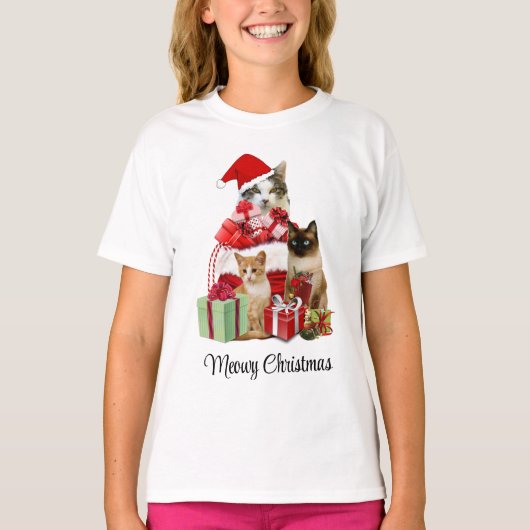 Katten Kerstmis T-shirt (Voorkant)