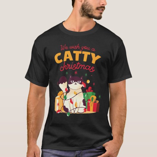 Katten Kerstmis T-shirt (Voorkant)