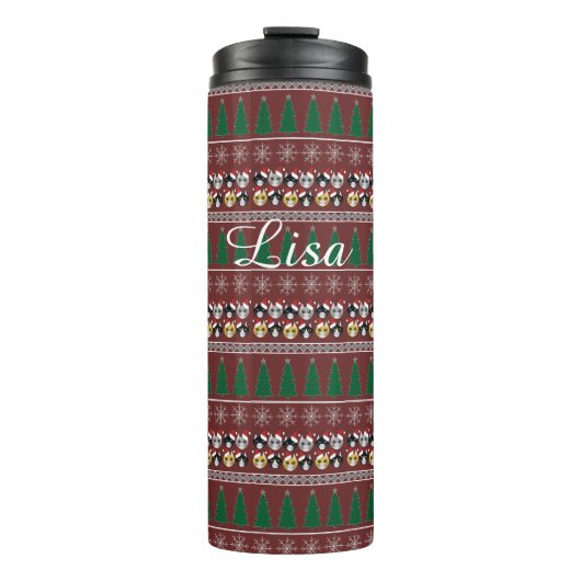 Katten Kerstmis Thermosbeker (Voorkant)