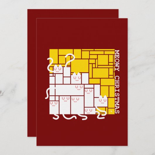 Katten Kerstmis Vierkante Katten Kaart (Voorkant / Achterkant)