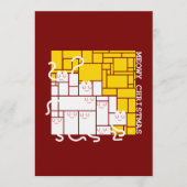 Katten Kerstmis Vierkante Katten Kaart (Voorkant)