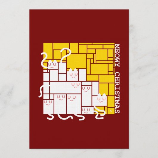 Katten Kerstmis Vierkante Katten Kaart (Voorkant)