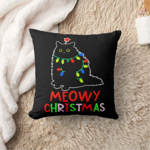 Katten Kerstmis Xmas Lichtjes Zwarte Kat Pijama Kussen