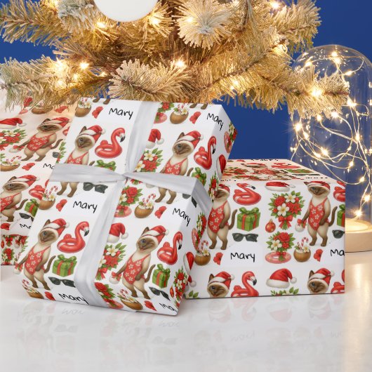 Katten Kerstmis Zomer Juli Zwembad Feest Cadeaupapier (Feestdagen)