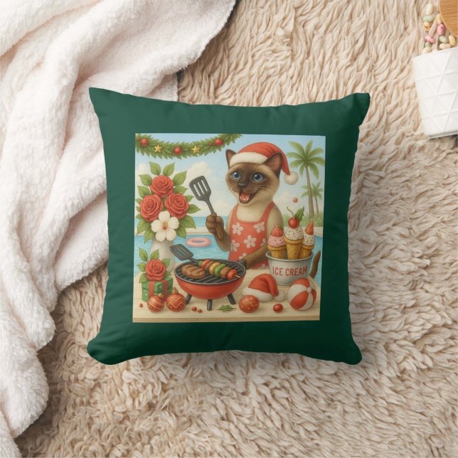 Katten Kerstmis Zomer Juli Zwembad Feest Kussen (Deken)