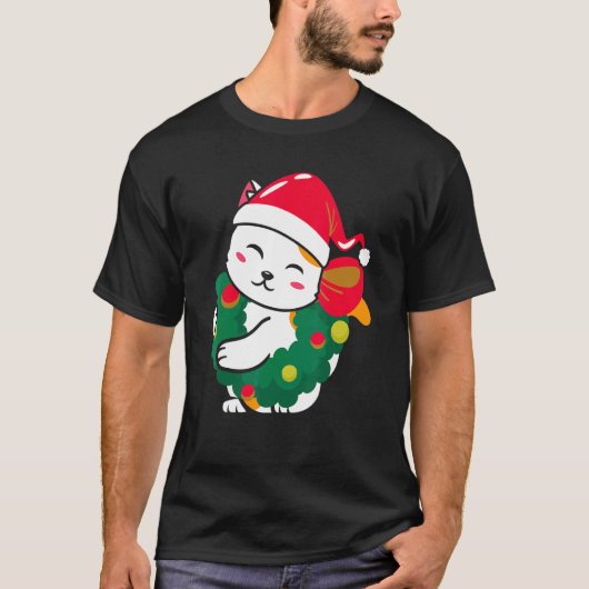 Katten Kerstmuts Kerst voor kat T-shirt (Voorkant)