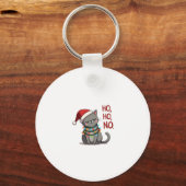 Katten Kerstshirt Kinderen Grappige Kerstman Katte Sleutelhanger (Voorkant)