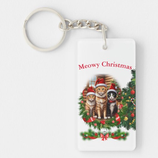 Katten Kerstsleutelhanger Sleutelhanger (Voorkant)