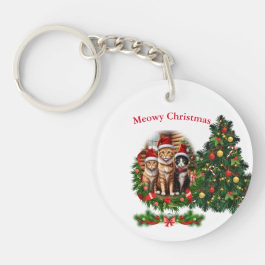 Katten Kerstsleutelhanger Sleutelhanger (Voorkant)