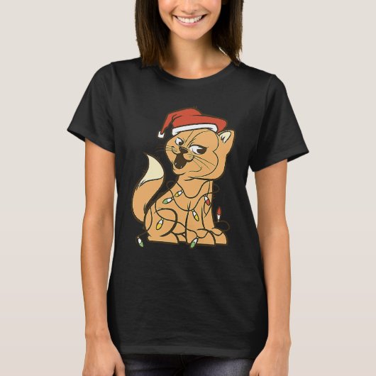 Katten Kerstverlichting Boom Katten T-shirt (Voorkant)