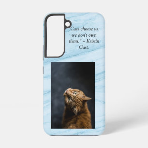Katten kiezen ons blauwe marmeren achtergrond sams samsung galaxy hoesje