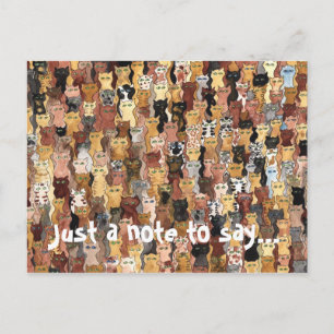 katten kijken, een briefje om te zeggen... briefkaart
