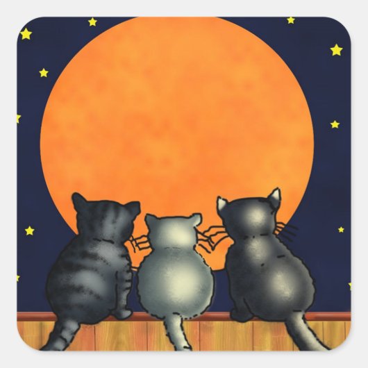 Katten Kijken naar de maan Stickers (Voorkant)