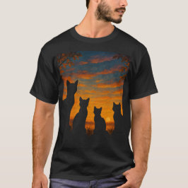 Katten kijken naar zonsondergang t-shirt