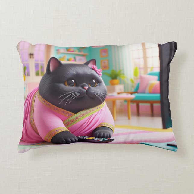 Katten kijken tv in de woonkamer accent kussen (Voorkant)
