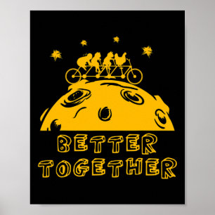 Katten kip tandemfiets fiets samen sterker poster