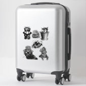 Katten Kittens Dieren Kunst zwarte en witte tekeni Sticker (Koffer)