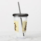 Katten Kittens lopen met paraplu's Sneeuwgeel Acryl Drinkbeker (Links)