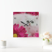 Katten, Kittens, Persoonlijk, Hete Roze, Zwart, Zw Vierkante Klok (Huis)