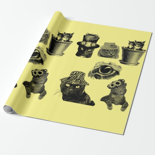 Katten Kittens Pets Art Ilustraties Cadeaupapier (Uitgerold)