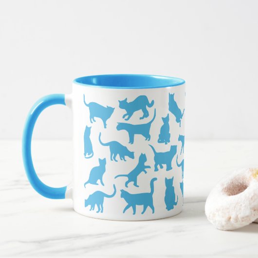 Katten Kleur Baby Blauw Mok (Met donut)