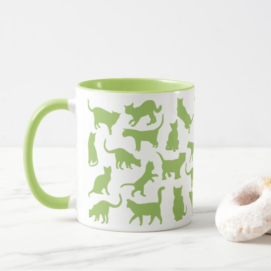 Katten kleuren limoen groen mok (Met donut)
