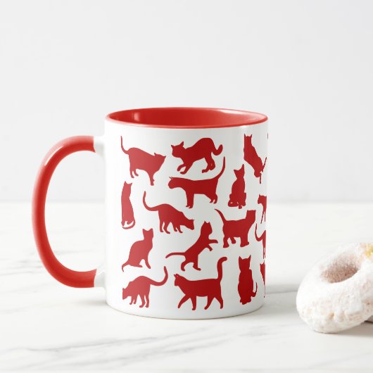 Katten kleuren rood mok (Met donut)