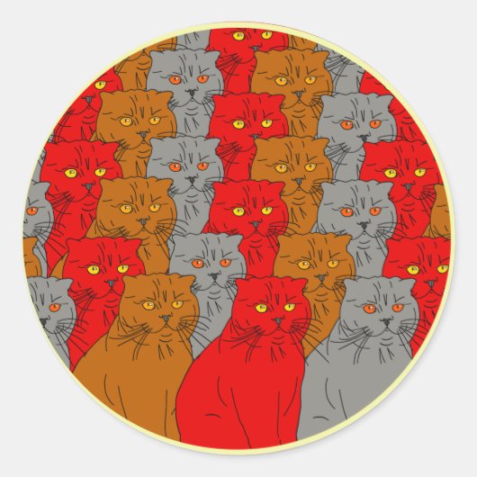 Katten Kleurrijke groep Stikers Classic Round Stic Ronde Sticker (Voorkant)