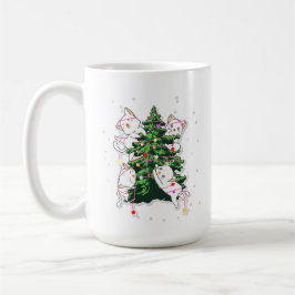 katten klimmen en versieren een kerstboom koffiemok