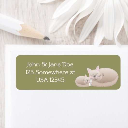 Katten knuffelen etiket (Insitu)