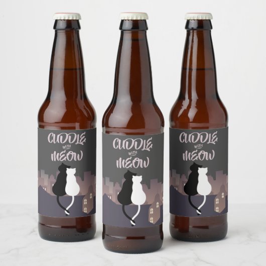 Katten knuffelen Schattigee Valentijnsdag Bier Etiket (Flessen)