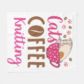 Katten Koffie Breien Fleece Deken (Voorkant (Horizontaal))
