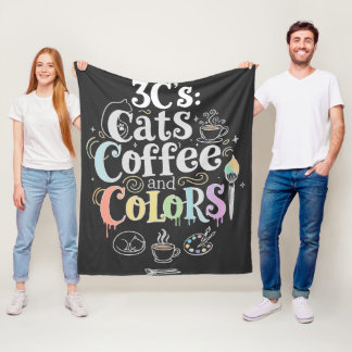 Katten Koffie en Kleuren Fleece Deken