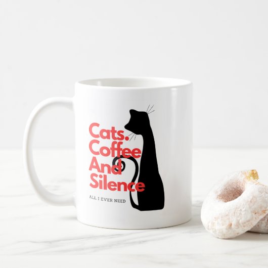 Katten Koffie en Stilte Koffiemok (Met donut)