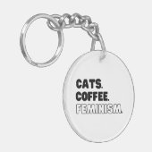 Katten Koffie Feminisme Sleutelhanger (Voorkant Links)