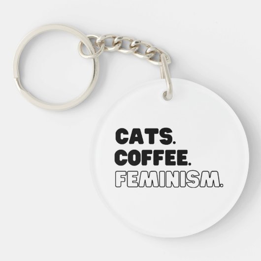 Katten Koffie Feminisme Sleutelhanger (Voorkant)