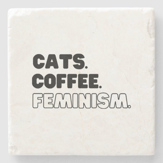 Katten Koffie Feminisme Stenen Onderzetter (Voorkant)