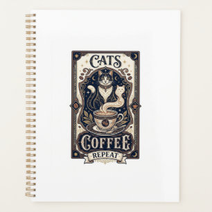 Katten Koffie Herhaal Kat Koffie Vintage Vector Ku Planner