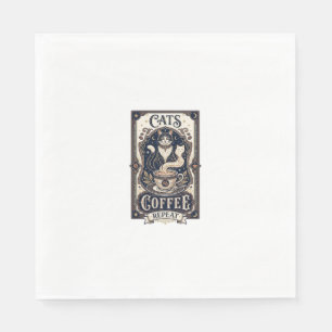 Katten Koffie Herhaal Kat Koffie Vintage Vector Ku Servet