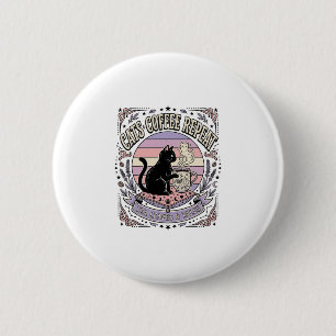Katten Koffie Herhaal Kat Thee Bladeren Koffie Voo Ronde Button 5,7 Cm