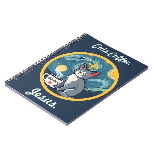 Katten, Koffie, Jesus Custom Notitieboek Kattenlie (Linkerzijde)