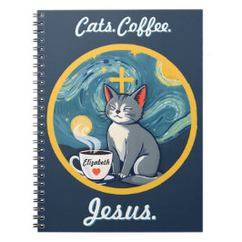Katten, Koffie, Jesus Custom Notitieboek Kattenlie
