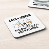 Katten + Koffie = Meografische ochtenden.w Bier Onderzetter (Linkerzijde)