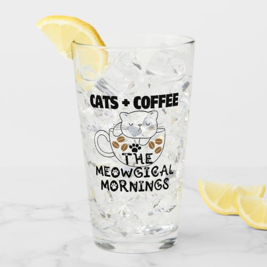 Katten + Koffie = Meografische ochtenden.w Glas (Voorkant ijs)